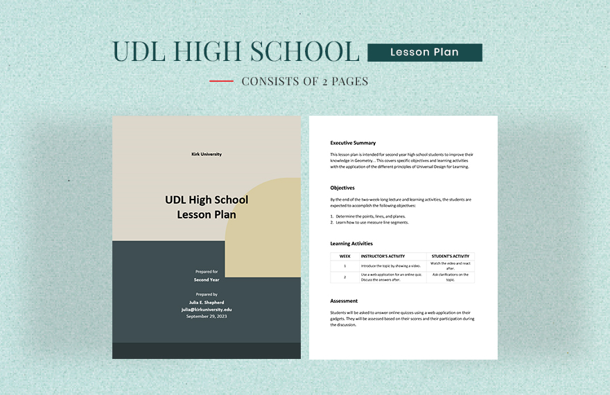 UDL High School Lesson Plan Template