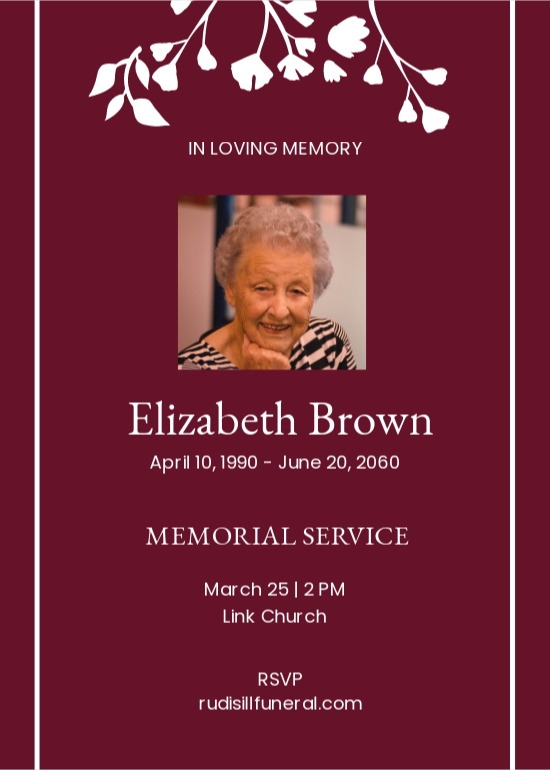 Simple Funeral Memorial Invitation Template