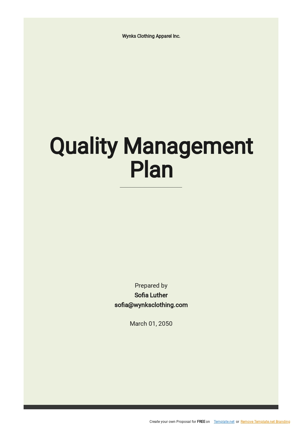 Quality Management Plan