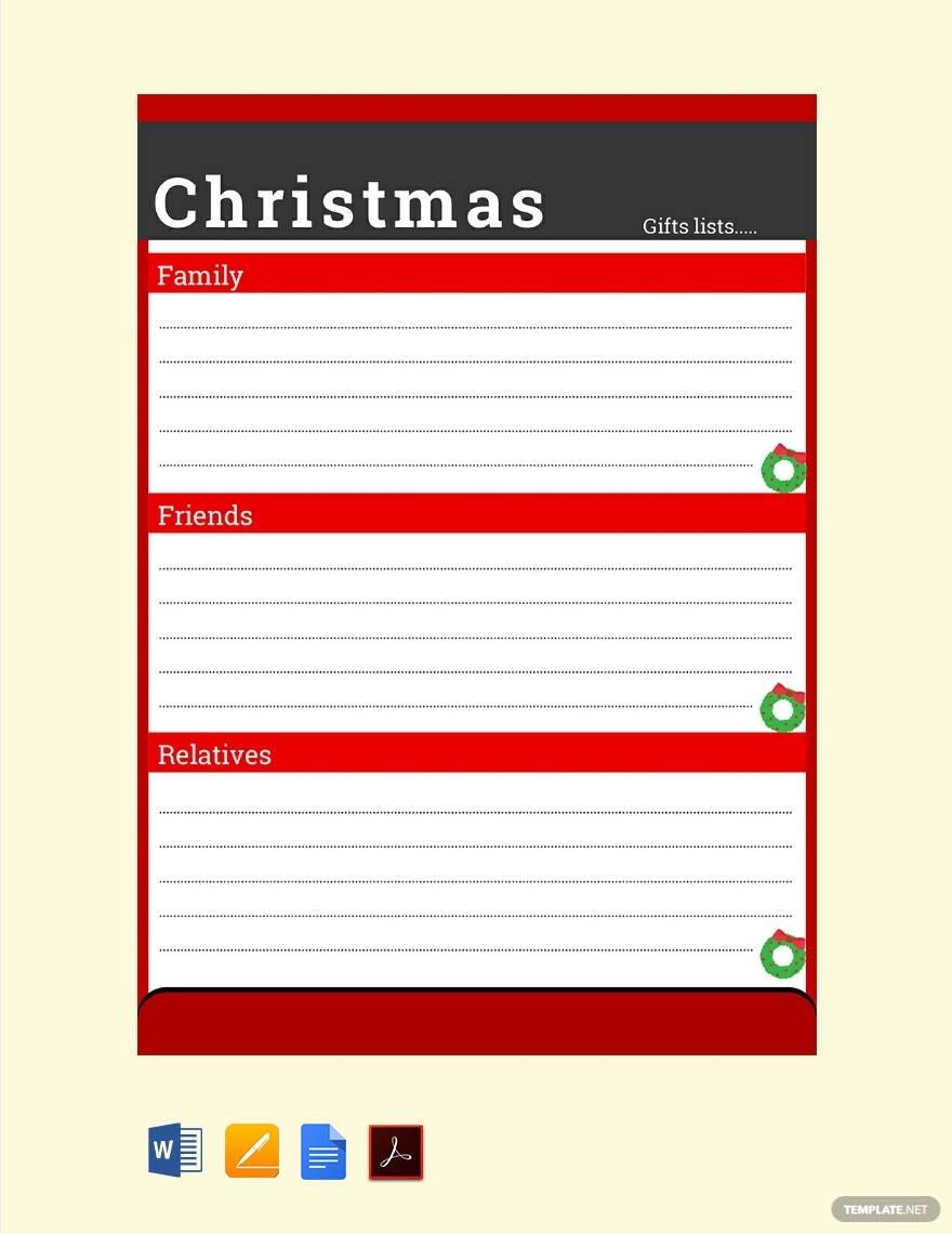 Christmas Wish List for Family Template in Google Docs, Word, Pages, PDF - Download | Template.net