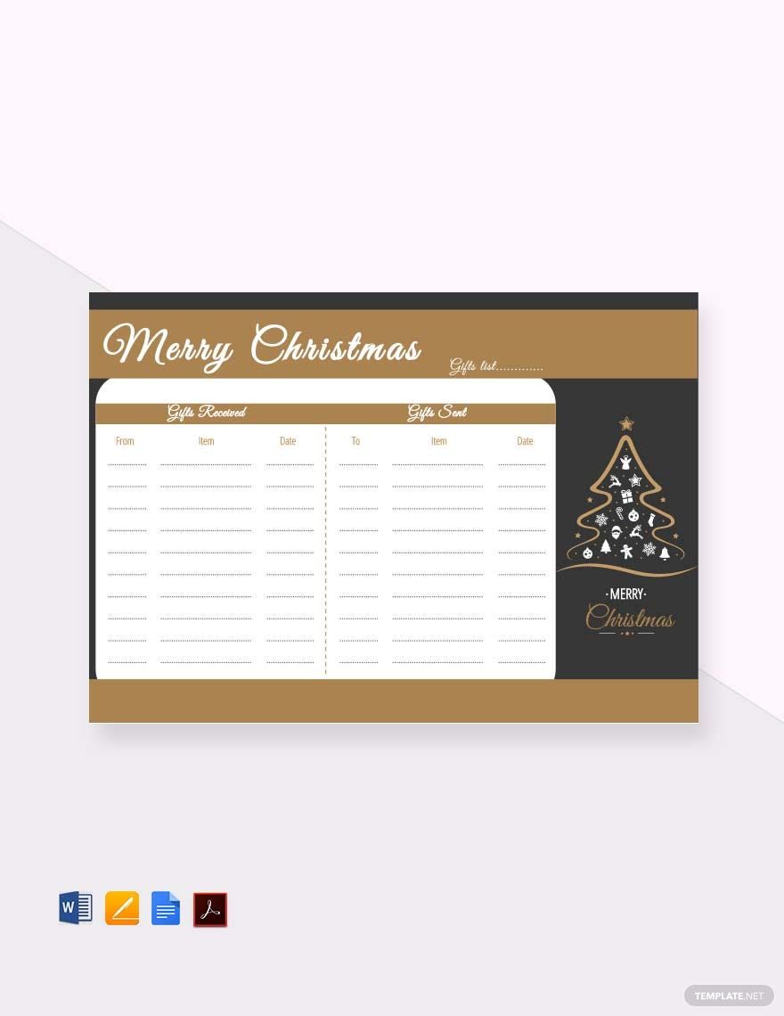 Christmas Tree Gift List Template in Google Docs, Word, Pages, PDF - Download | Template.net