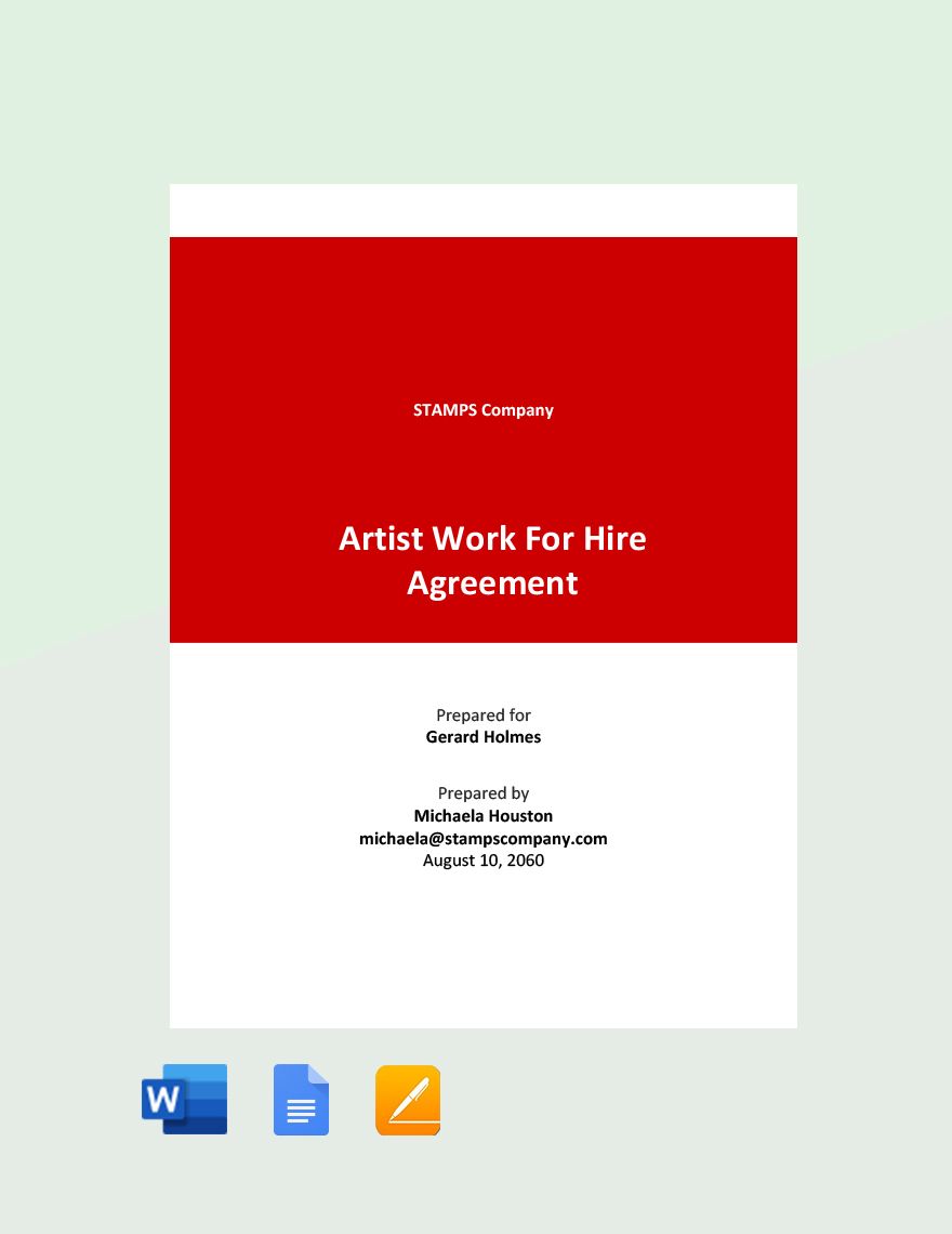 Artist Work For Hire Agreement Template 