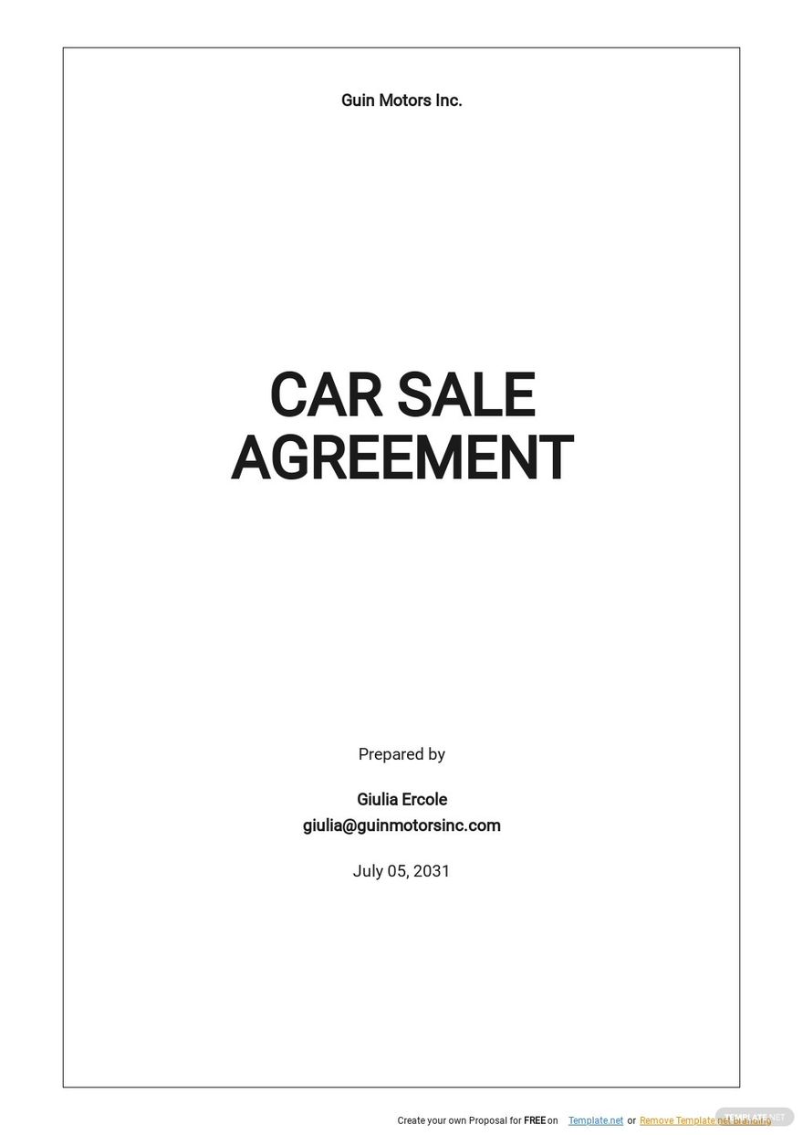 Car Sales Agreement Template Word