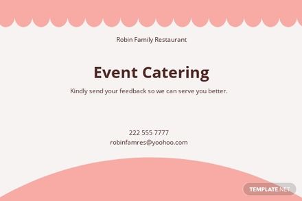 Food Service Comment Card Template