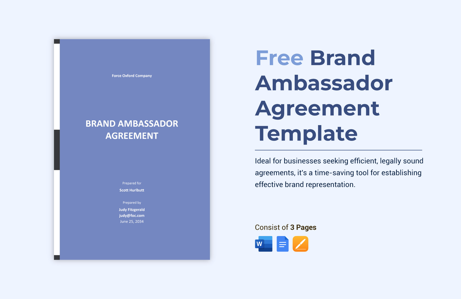 Brand Ambassador Agreement Template in Word, Google Docs, Pages - Download | Template.net