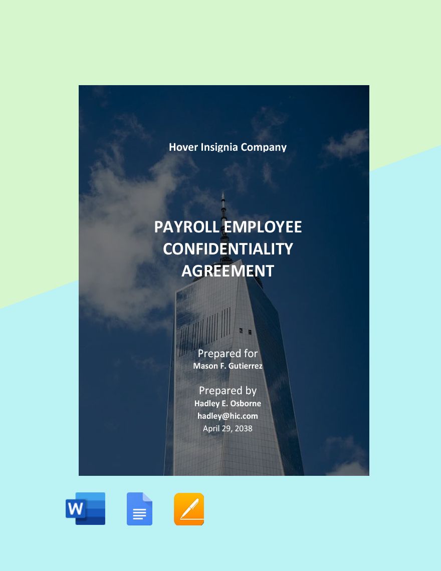 Payroll Employee Confidentiality Agreement Template