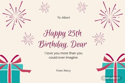 25th Birthday Card For Husband in PSD, Illustrator, Word, Google Docs - Download | Template.net