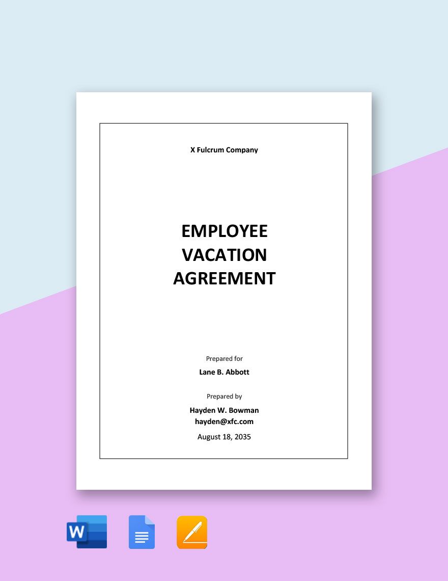 Employee Vacation Agreement Template