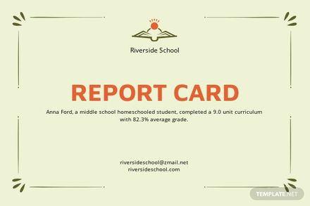 Homeschool Middle School Report Card Template