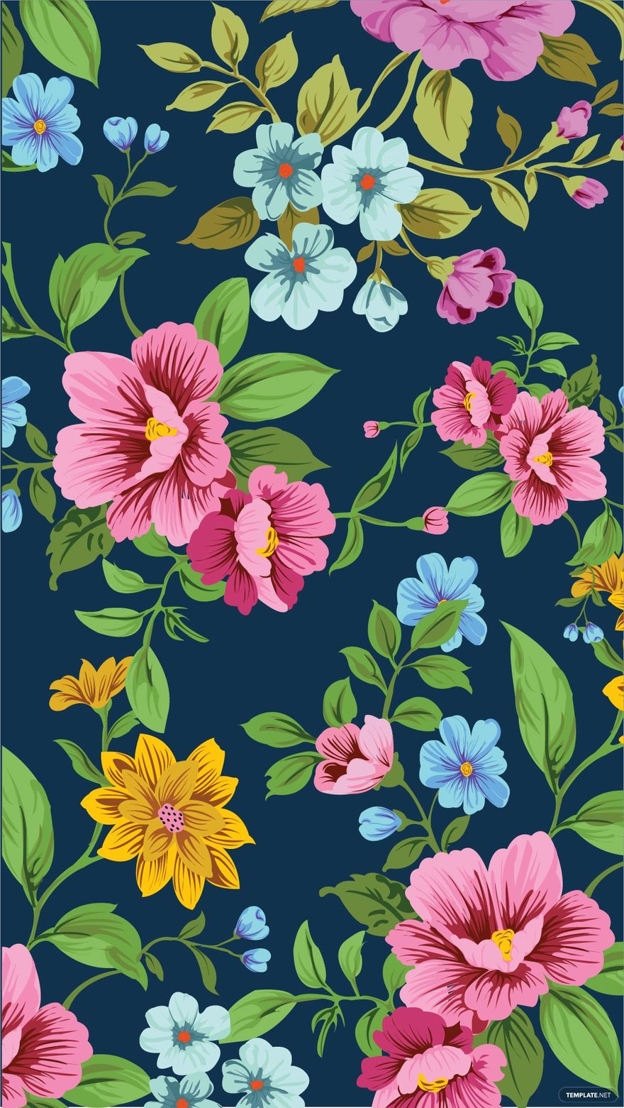 Blue And Pink Floral Background