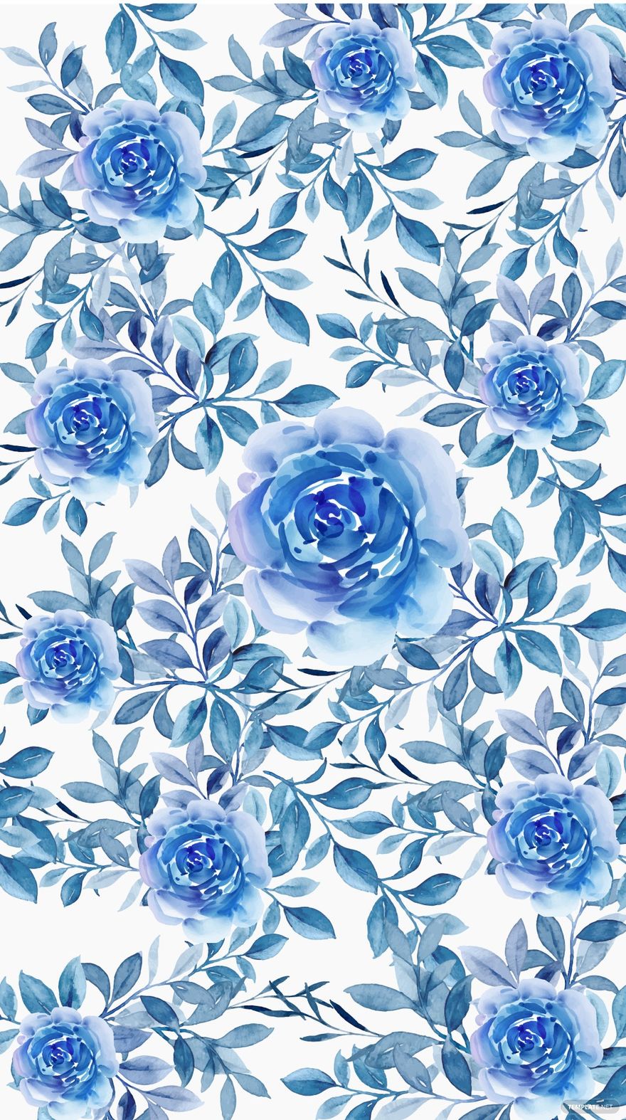 Blue Floral Watercolor Background