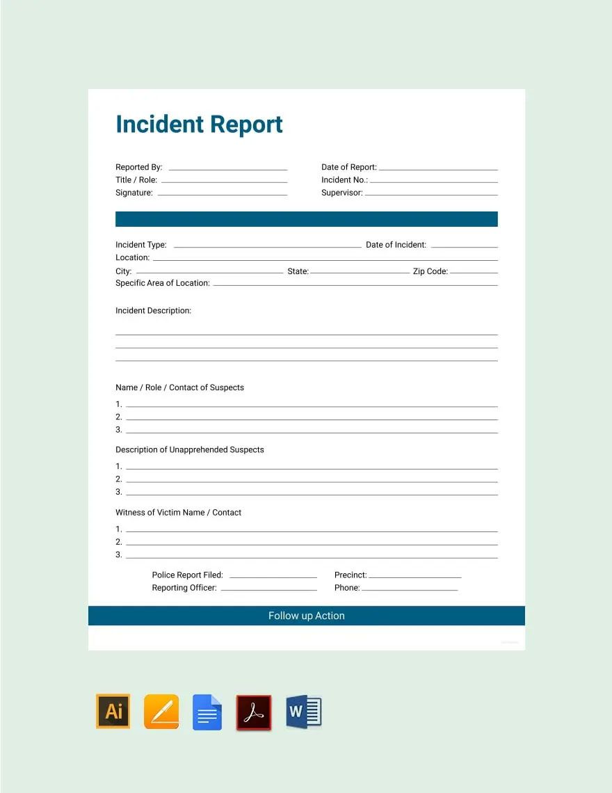 Editable Incident Report Template in Word, Google Docs, Apple Pages