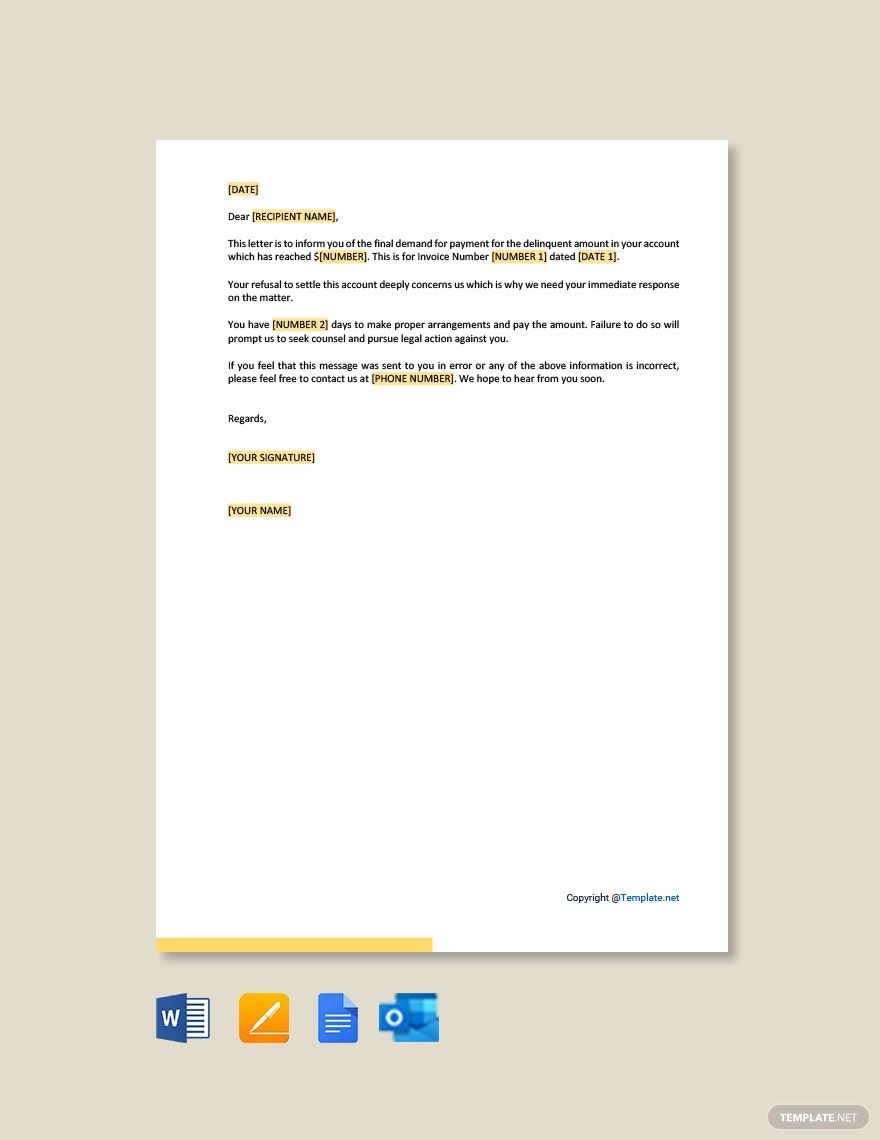 Final Demand for Payment Letter