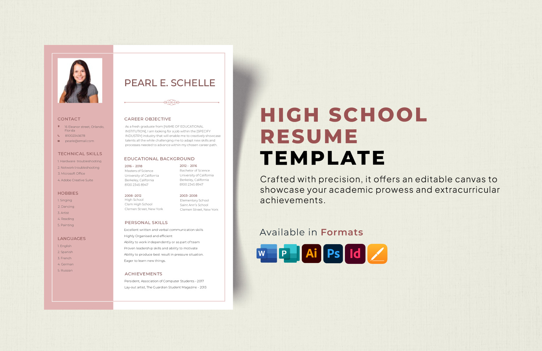 High School Resume in InDesign, Apple Pages, PSD, Publisher, Illustrator, Word, PDF - Download | Template.net