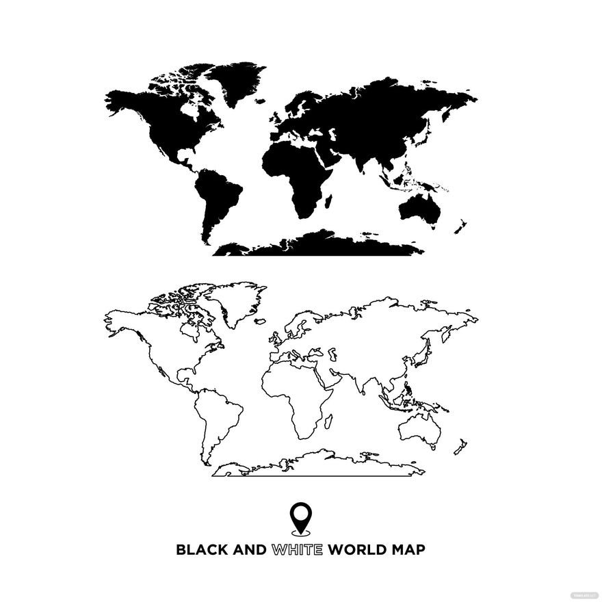 Black and White World Map Vector