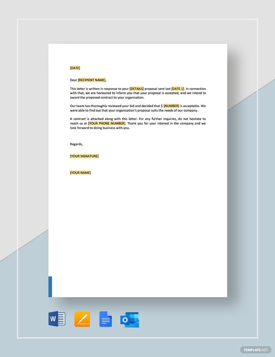 Awarding Contract Letter in Google Docs, Word, Pages, Outlook, PDF - Download | Template.net