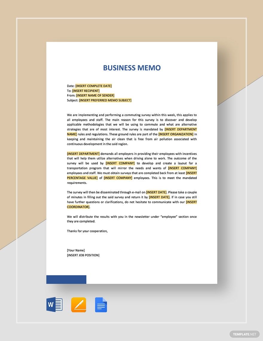 Sample Business Memo Template