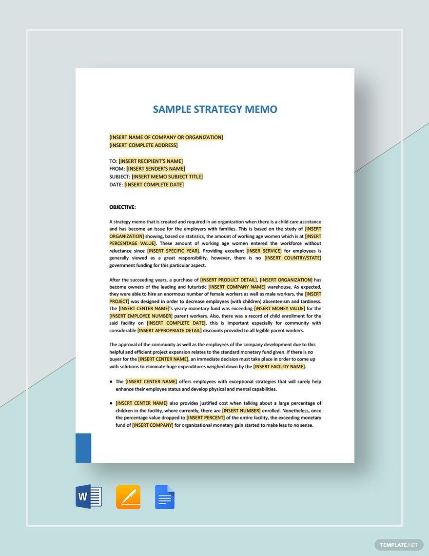 Sample Strategy Memo Template