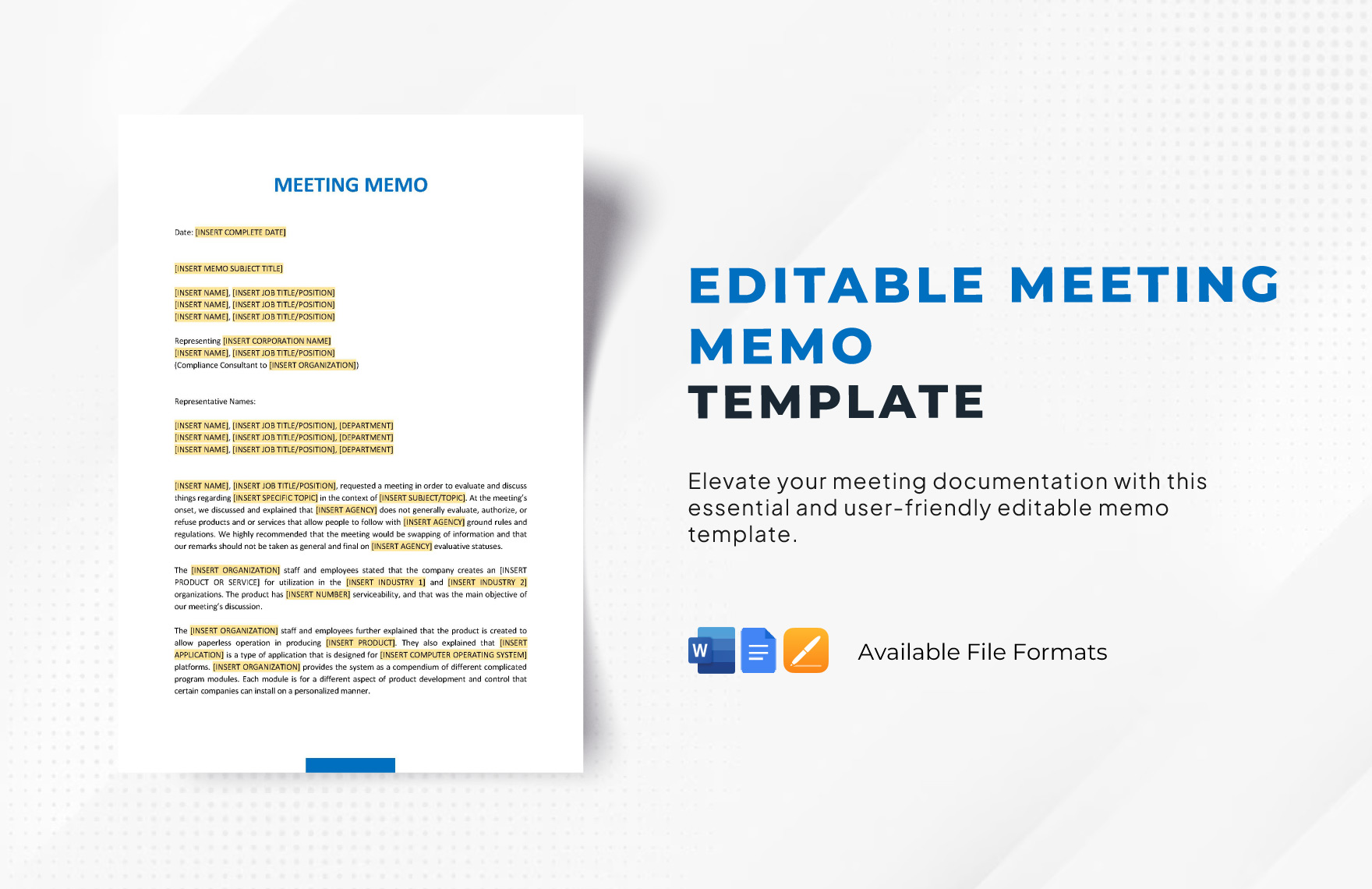 Editable Meeting Memo Template