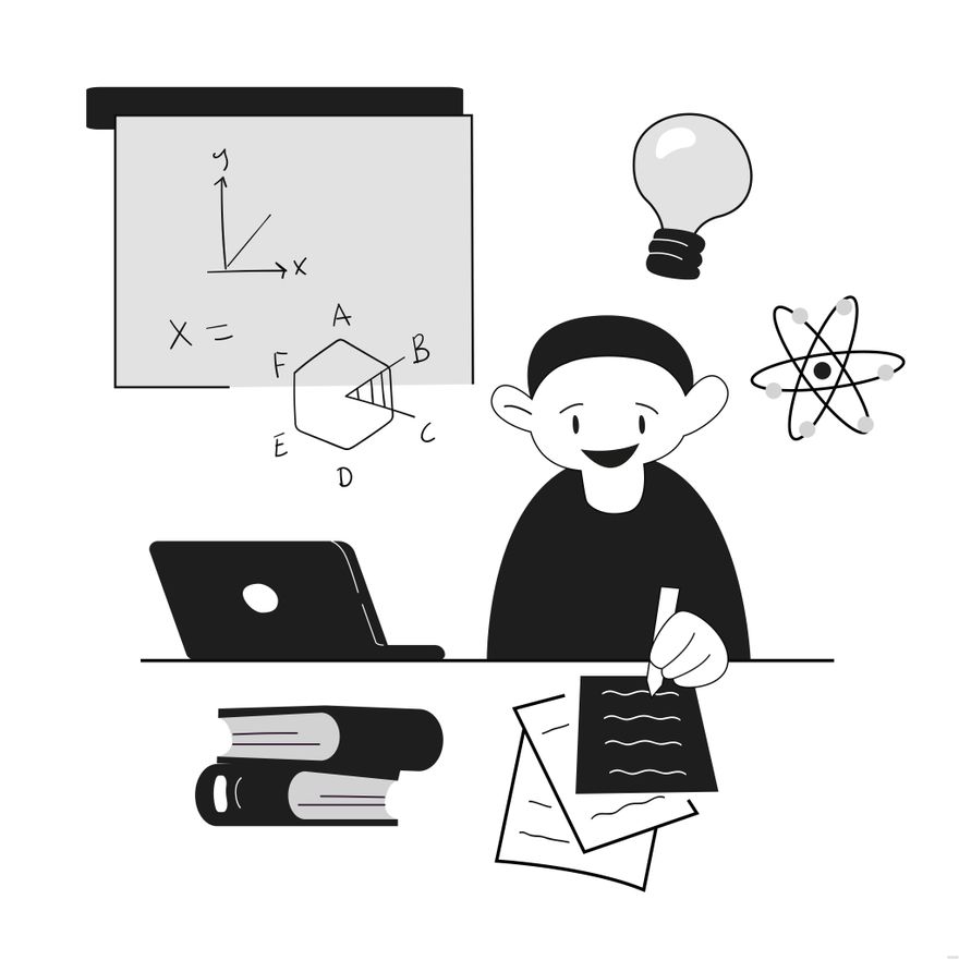 Black and White Education Illustration