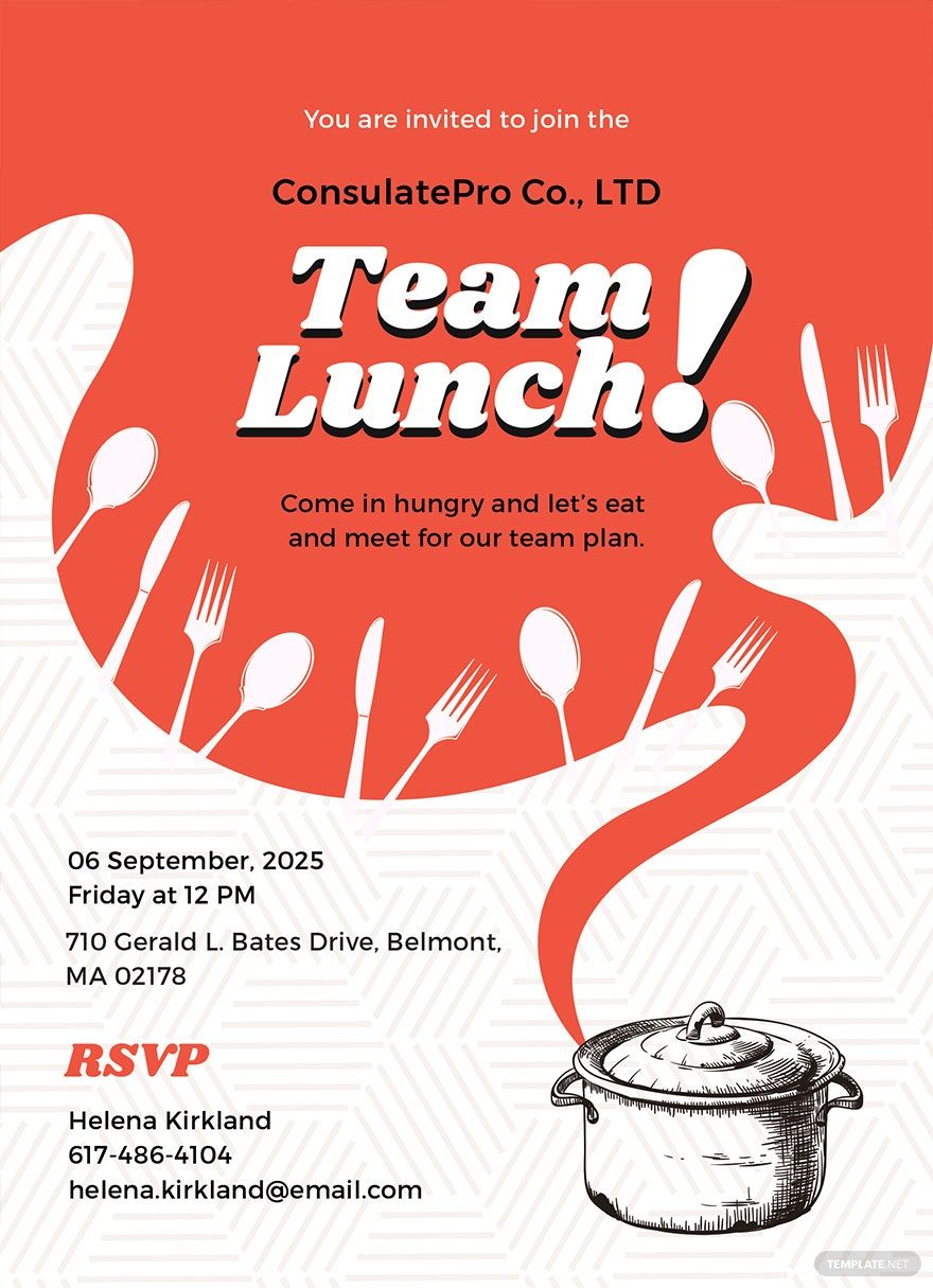 Printable Team Lunch Invitation Template