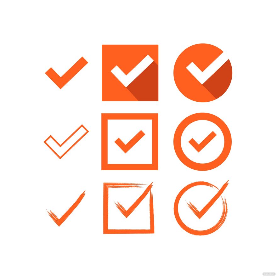 Orange Check/tick Mark Vector