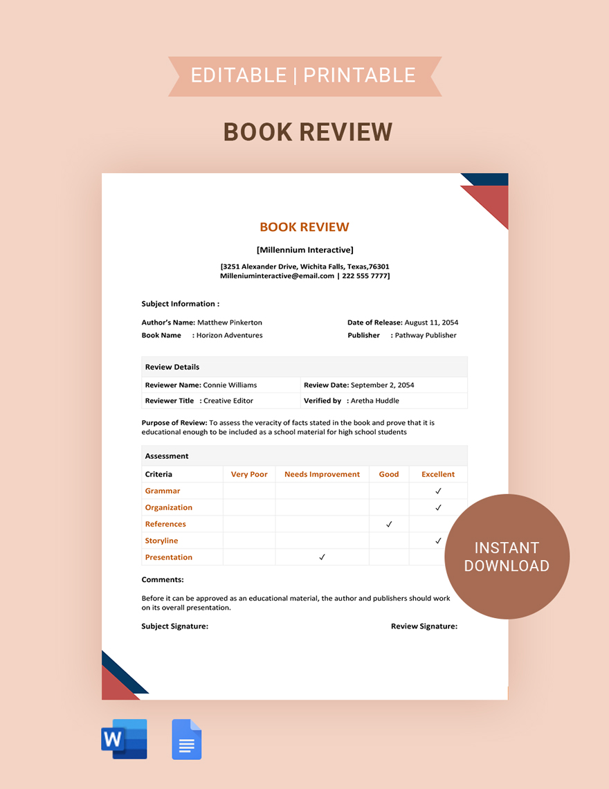 Book Review Template