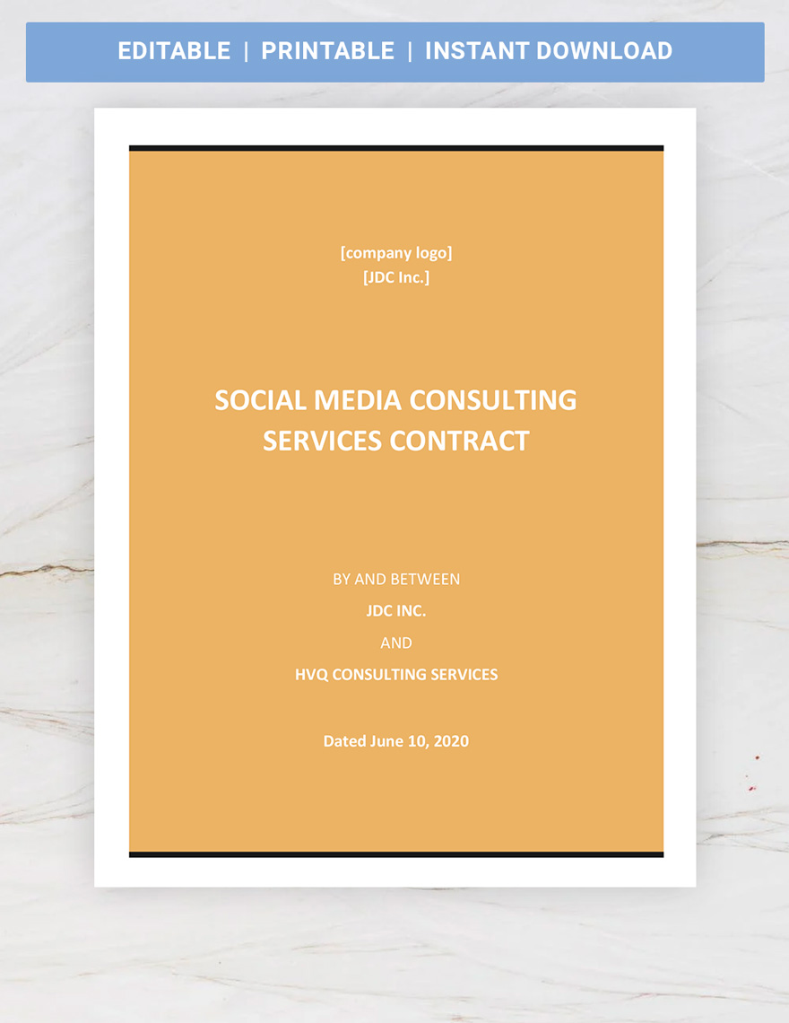 Social Media Consulting Services Contract