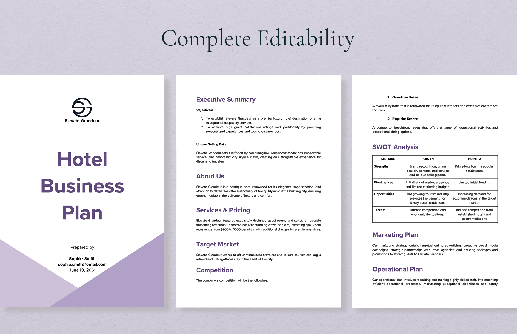 Hotel Business Plan Template