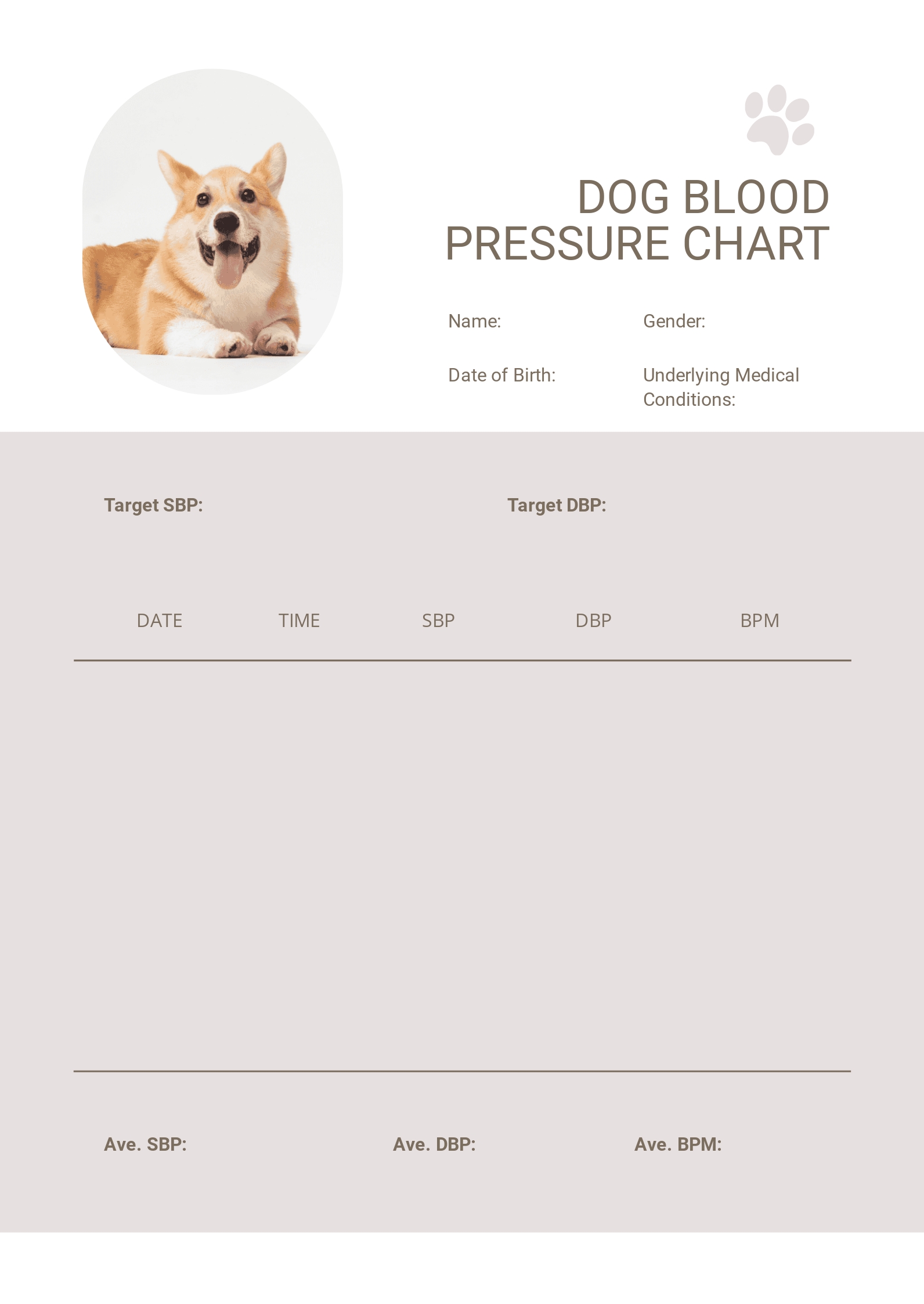 Dog Blood Pressure Chart