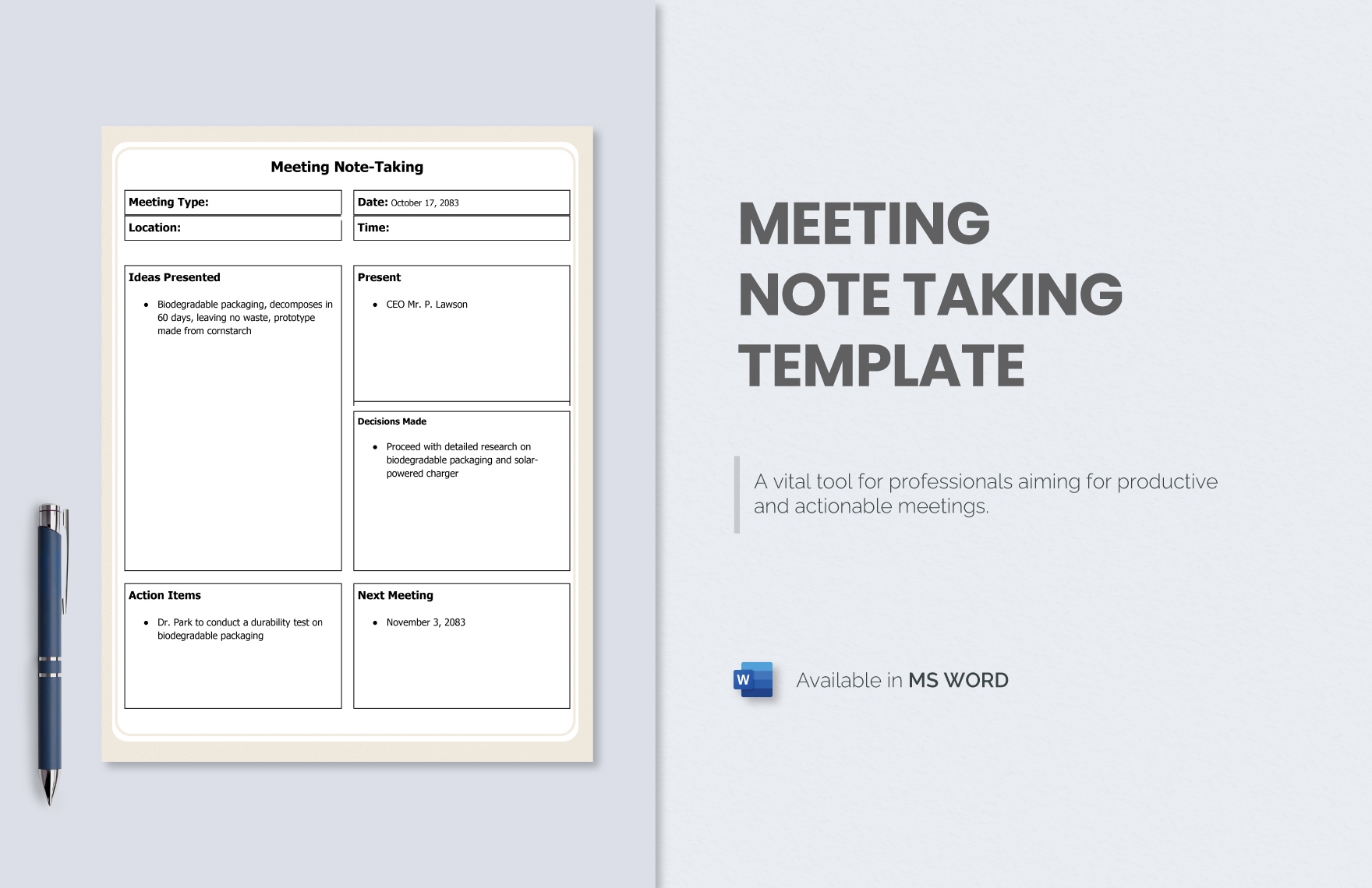 Meeting Note Taking Template