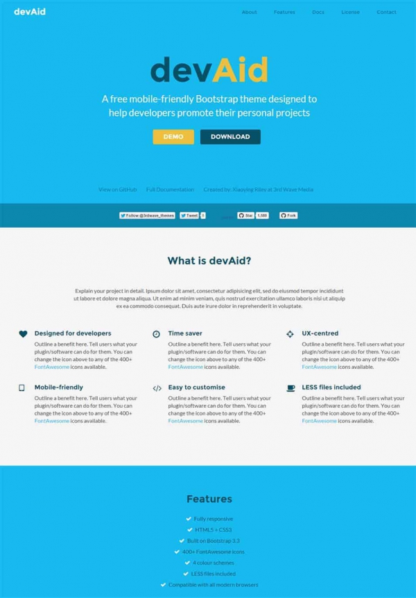 devaid free bootstrap theme for developers min