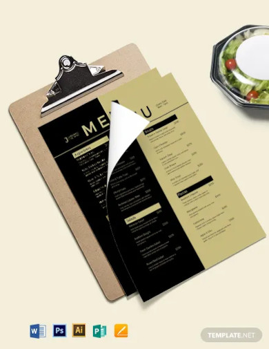 blank dinner menu template