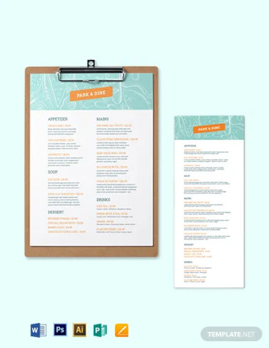 creative dinner menu template