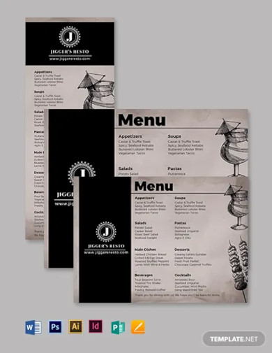 lunch dinner menu template