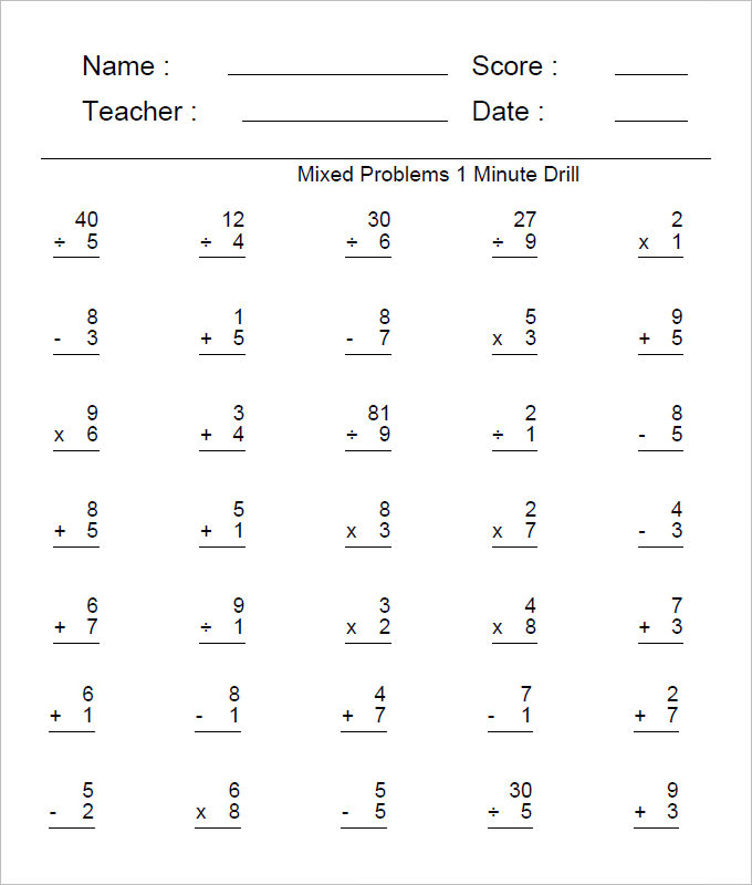 18 + Sample Addition And Subtraction Worksheets in PDF | Excel | Google ...