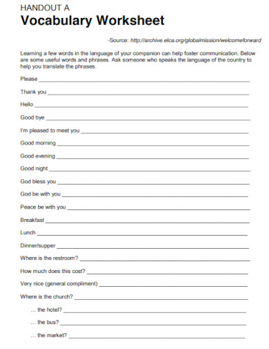 journal blank vocabulary worksheet