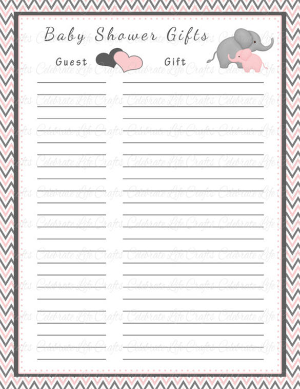 Baby Shower Guest List Template