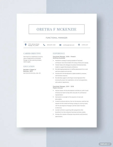 functional manager resume template