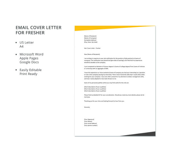 Email Cover Letter Template - 10+ Free Word, PDF Documents ...