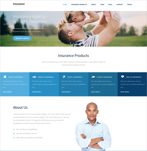 insurance agency html5 website theme