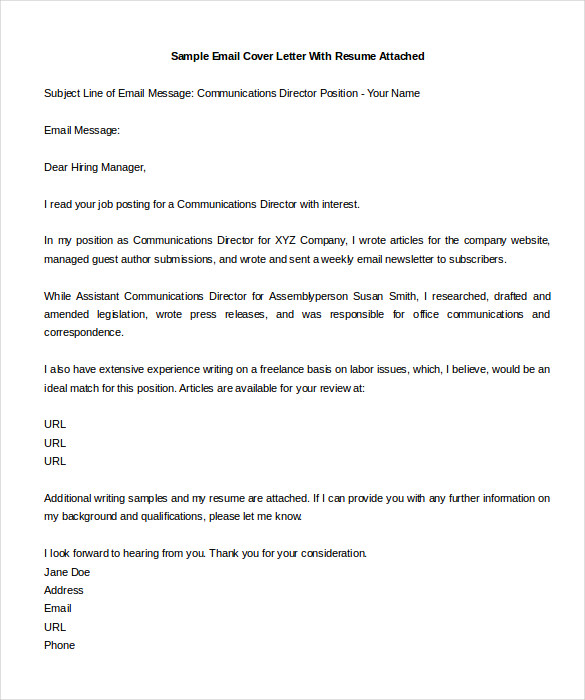 email cover letter word template free download