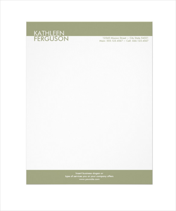 two tone green border professional business letterhead