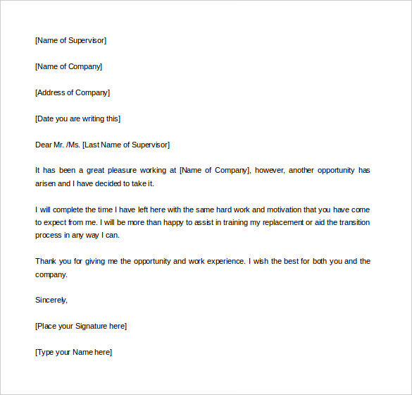 professional two weeks notice letter template download