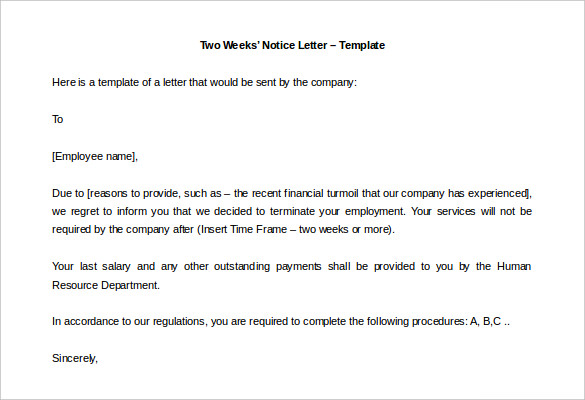 free download two weeks notice letter template editable