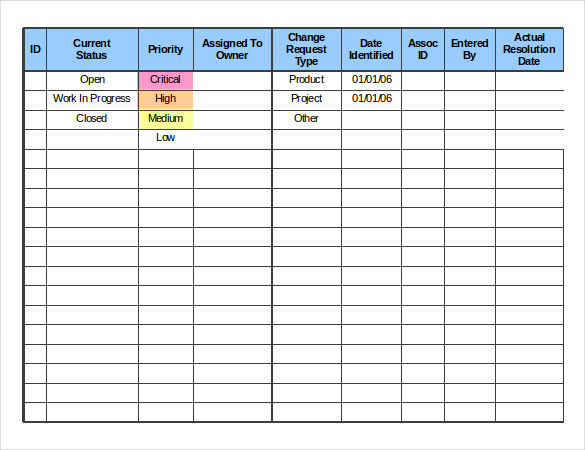 change log order template free excel download