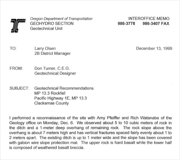 geo technical interoffice memo pdf download