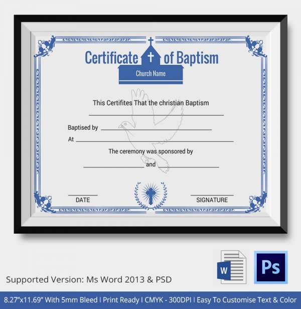 32+ Sample Baptism Certificate Templates - Free Sample, Example, Format