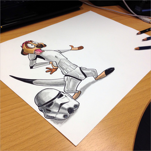 Storm Trooper Timon Pencil Drawing