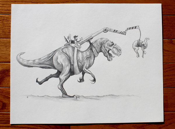 Training T-Rex Funny Drawing